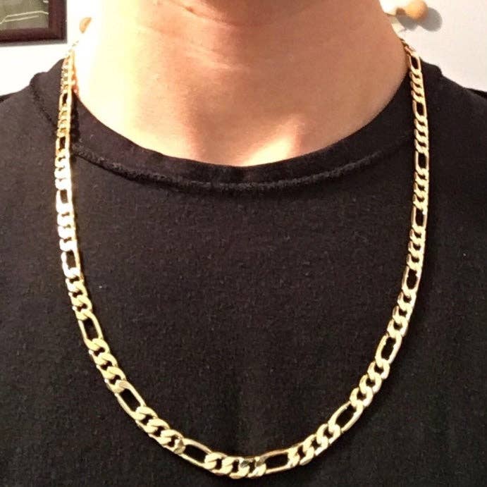 Gold Layered Chain Figaro Necklace 24in 6mm for wholesale by Toppointbling