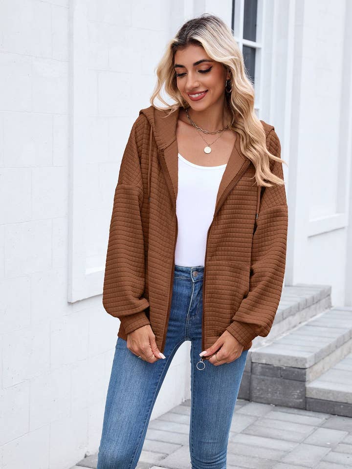 Hope & Sunshine - Wholesale Hoodie – Women's - Solid Full-Zip Hoodie with Pockets9