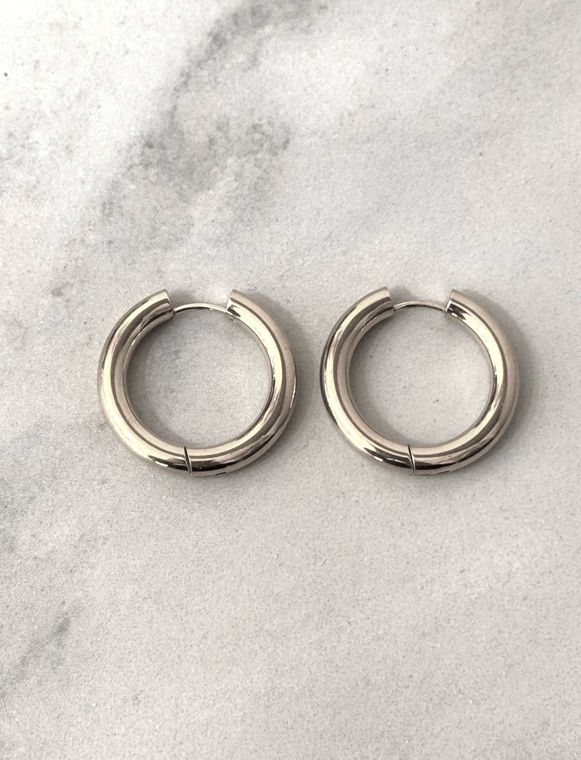 Cassette Barcelona - Wholesale Hoop Earrings - Bore Stainless Steel Thick Hoop Earrings5