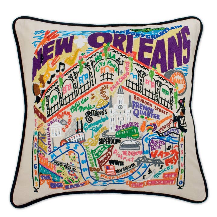 Coussin brodé à la main de La Nouvelle-Orléans pour la vente par catstudio