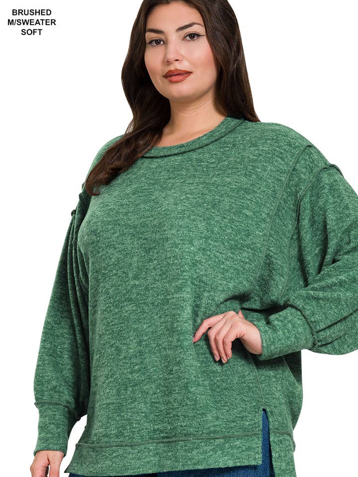 ..1014 Brushed Melange Hacci Oversized Exposed Seam Sweater SI-2646 for wholesale by 42POPS