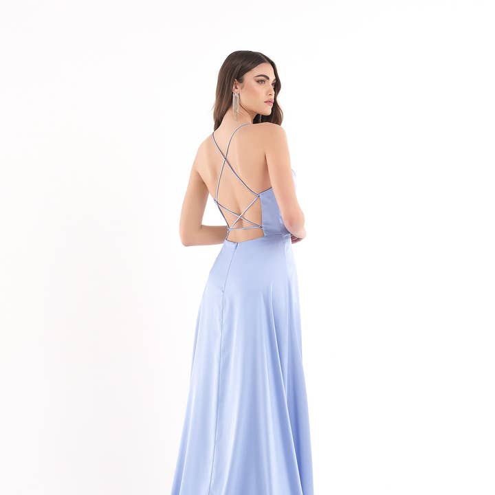 Long Satin Dress with Split for wholesale by Kuea Italian Style