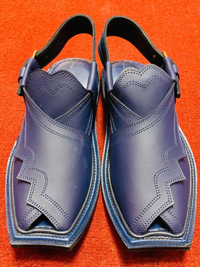 Blå håndlavede traditionelle sko for engroshandel hos vintarust