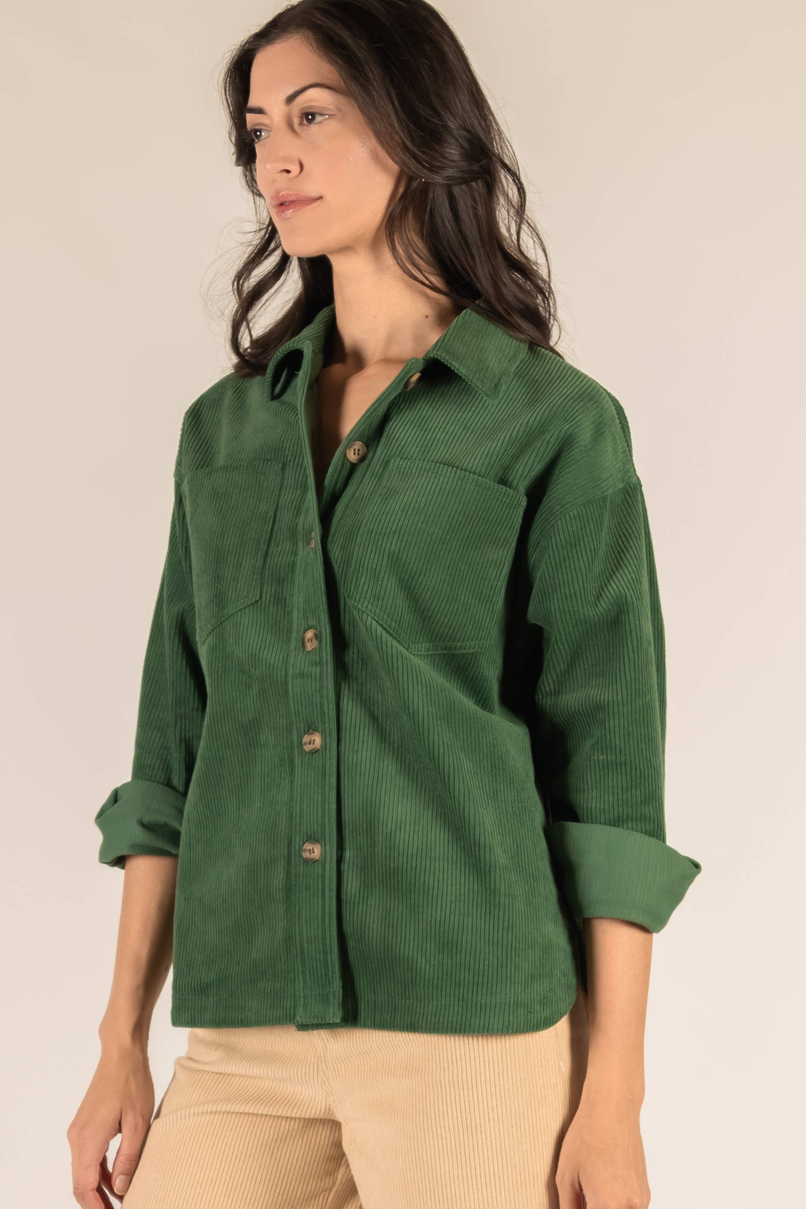 Before You Collection - Vente Chemise à col boutonné – femme - Chemise boutonnée en velours côtelé1