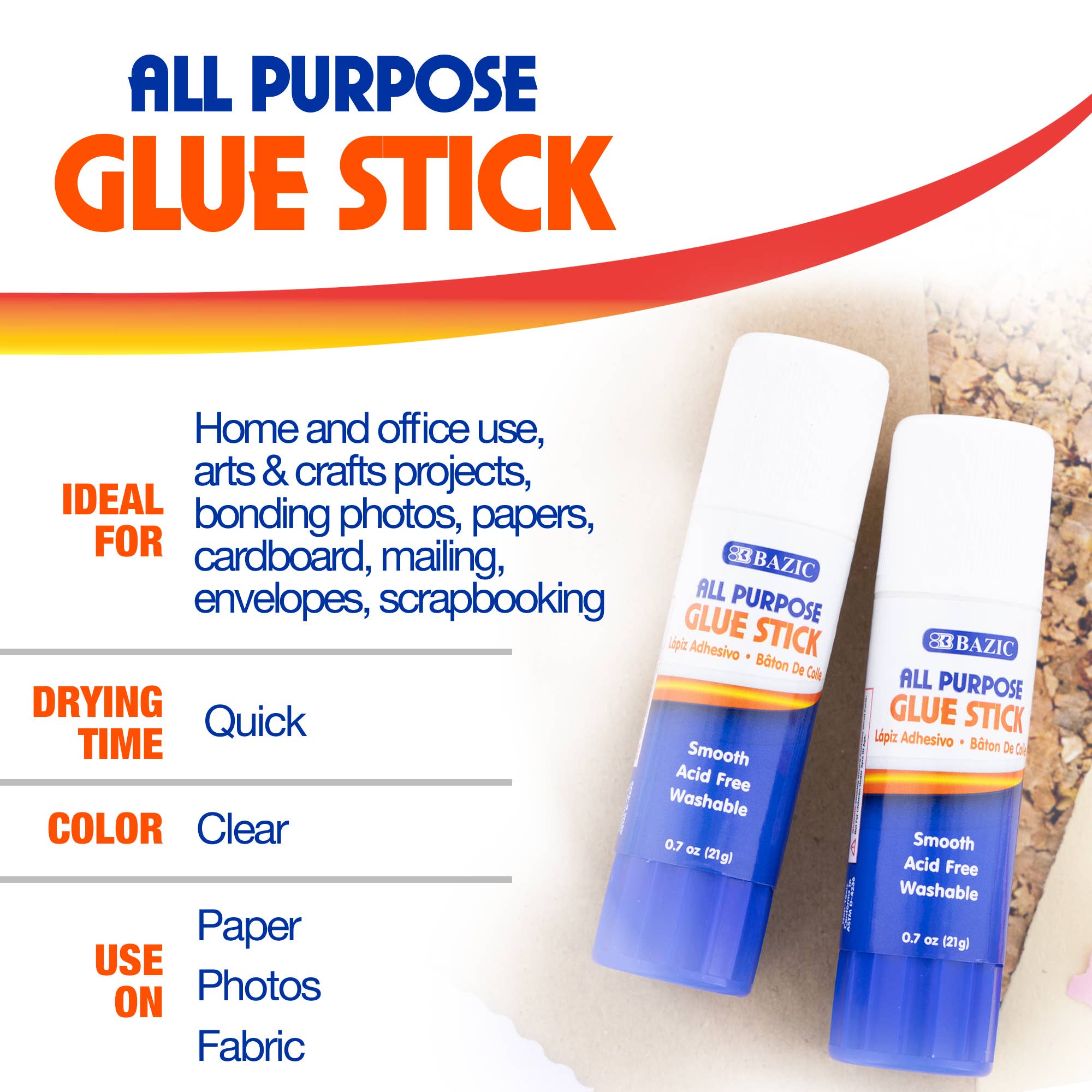 BAZIC Products - Wholesale Glue - Glue Stick Premium Pack 0.7 oz (21g) (12 Sticks)3