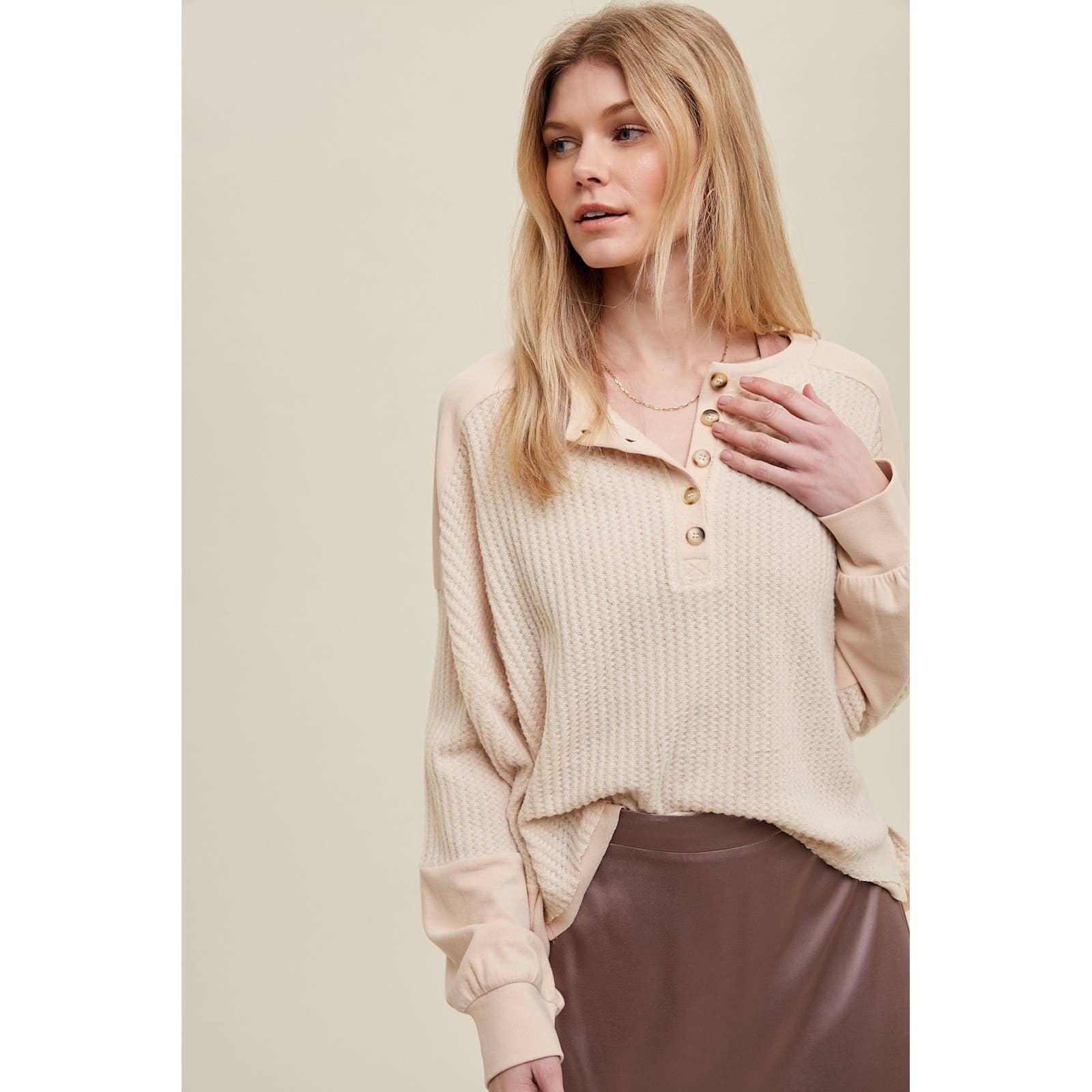 Wishlist Apparel - Wholesale Sweatshirt - Women's - THERMAL CONTRAST PULLOVER / WL23-76803