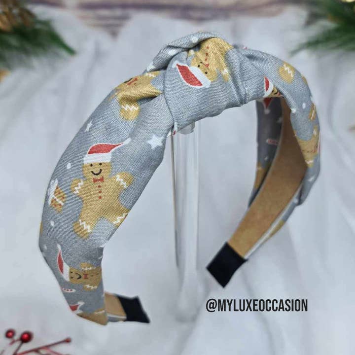 Christmas Gingerbread Man - Argento - Cerchietto con nodo - Natale per la vendita all'ingrosso da parte di My Luxe Occasion