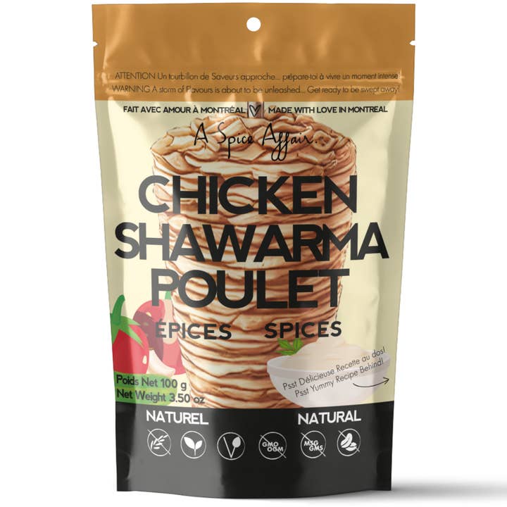 SHAWARMA CHICKEN SPICES 100 G (3.5 oz) POUCH for wholesale by A Spice Affair