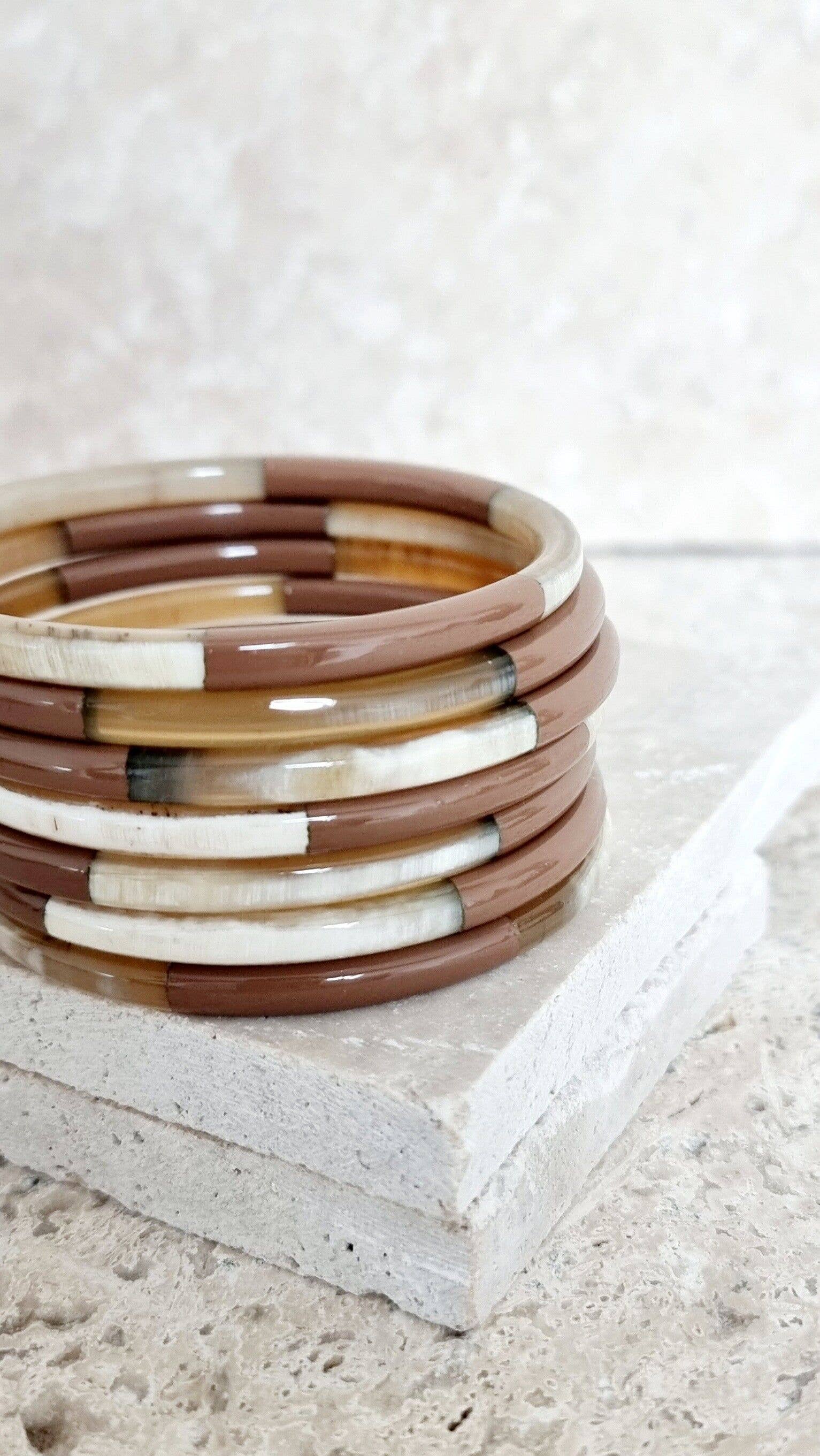Le Coin Sauvage - Wholesale Bangle Bracelet - Horn Bangle Bracelet - 5 mm - Trio Brownie2