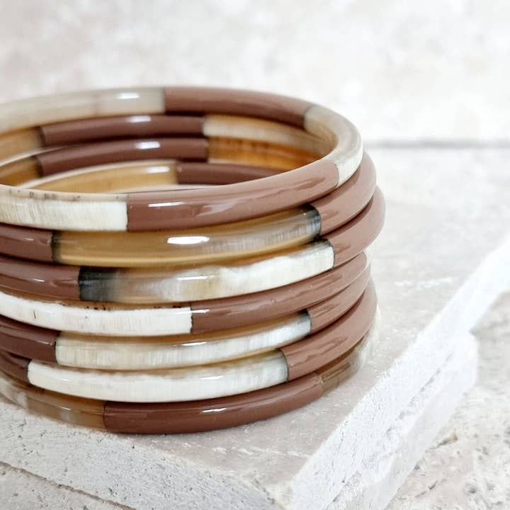 Le Coin Sauvage - Wholesale Bangle Bracelet - Horn Bangle Bracelet - 5 mm - Trio Brownie2