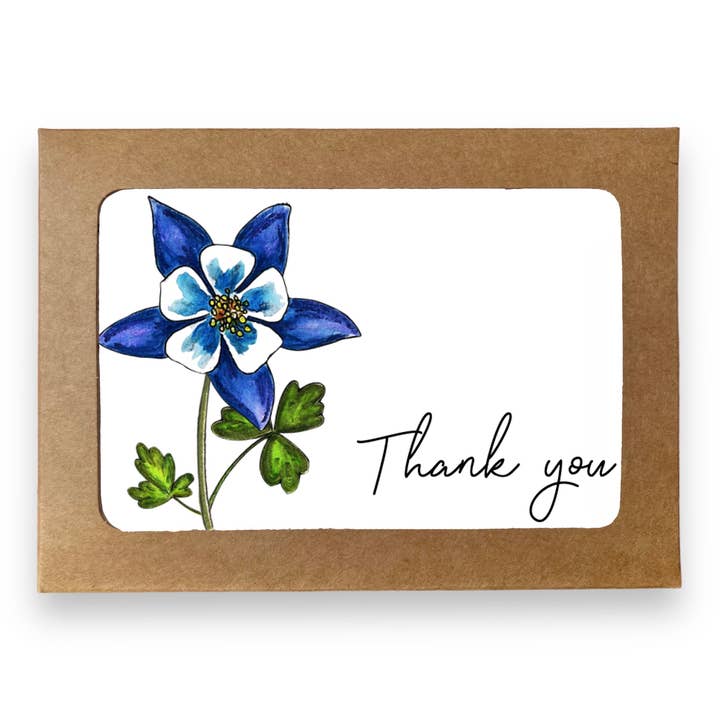 Columbine Flower Boxed Thank You Notes with Envelopes for wholesale by Whimsicals Paperie