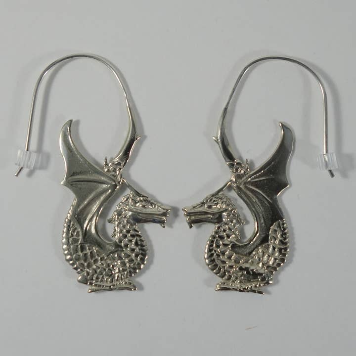Ajmer by Jodi - Wholesale Dangle Earrings - Dragon Earrings~ Yellow or White Brass with Sterling wires4