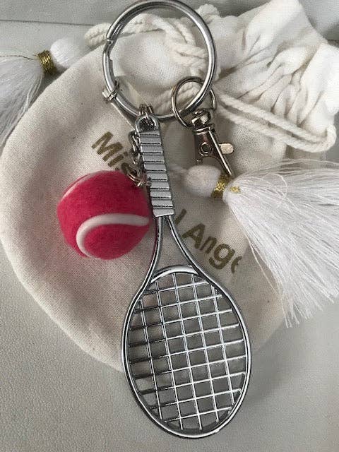 Miss DJ Angel - Wholesale Keychain - Unisex - Tennis racket and ball keychain, gift for tennis player, kawaii tennis racket charm, gift for tennis ball lover3