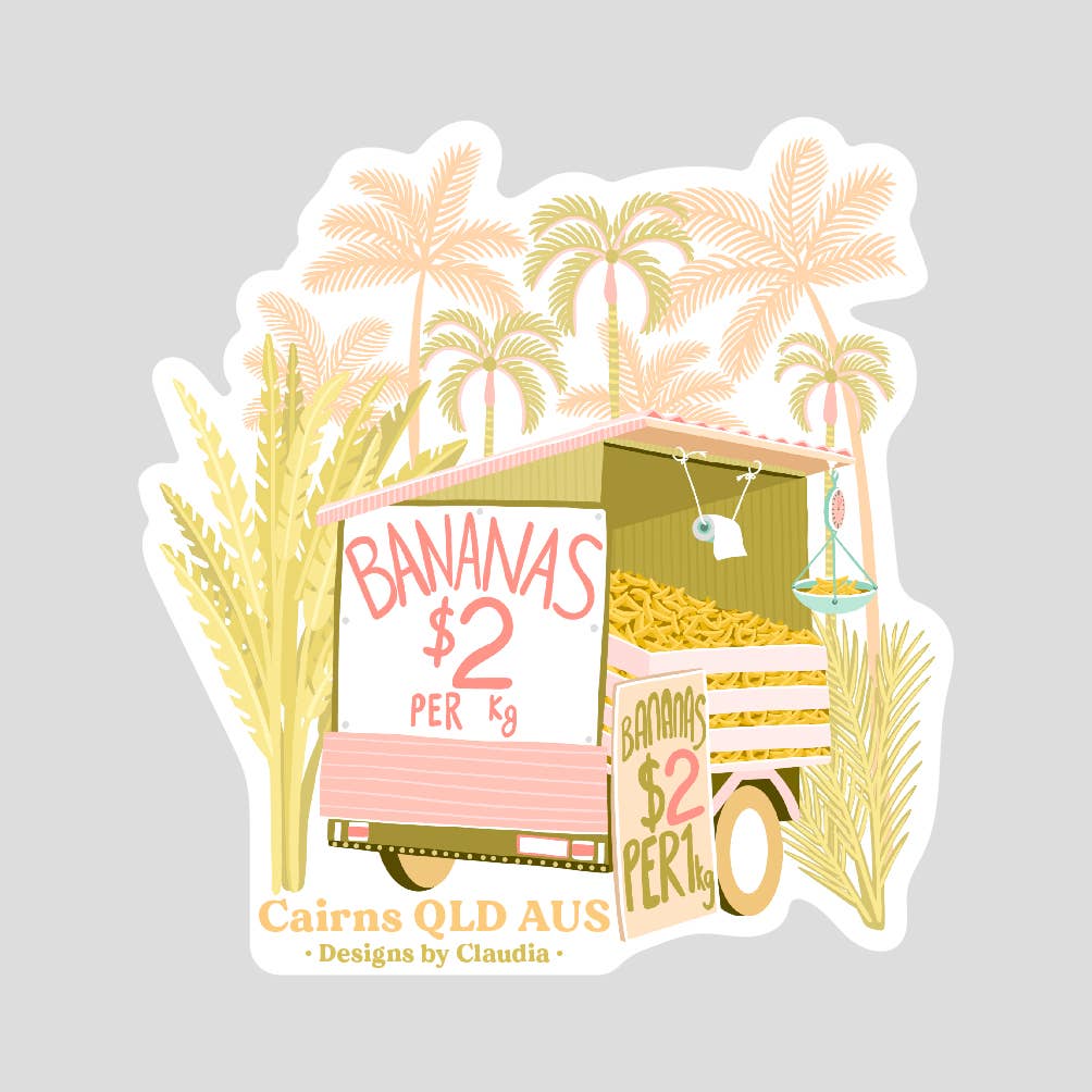 Designs by Claudia - Wholesale Sticker - Banana Cart Sticker