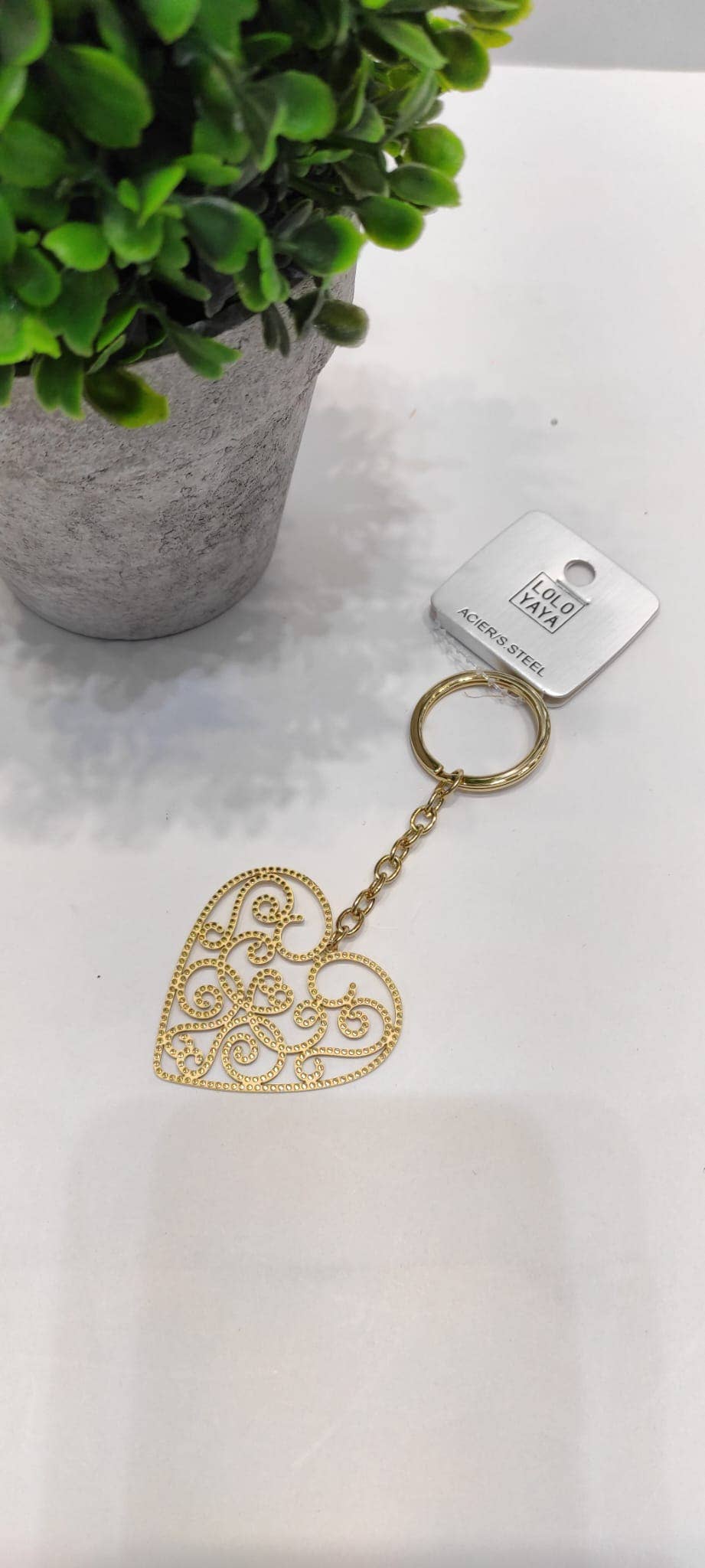 Gold Arlette heart keychain for wholesale on Faire0