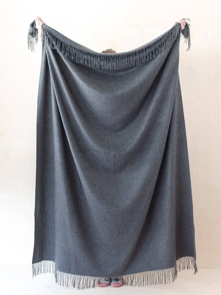 Lambswool Blanket in Charcoal Melange for wholesale by TBCo