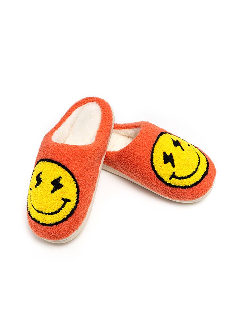 Living Royal - Wholesale Slippers - Unisex - Indoor / Outdoor Slippers - Bolt Eyes Happy Faces - Orange3