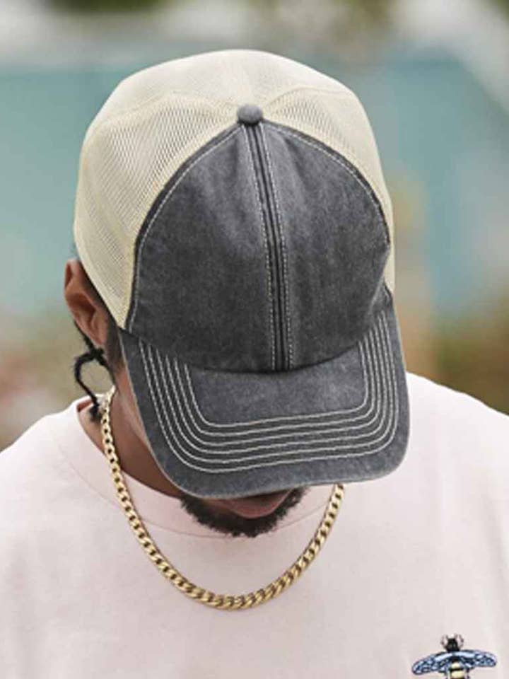 Beechfield - 6 Panel Vintage Trucker Kasket for engroshandel hos Pierre Francis