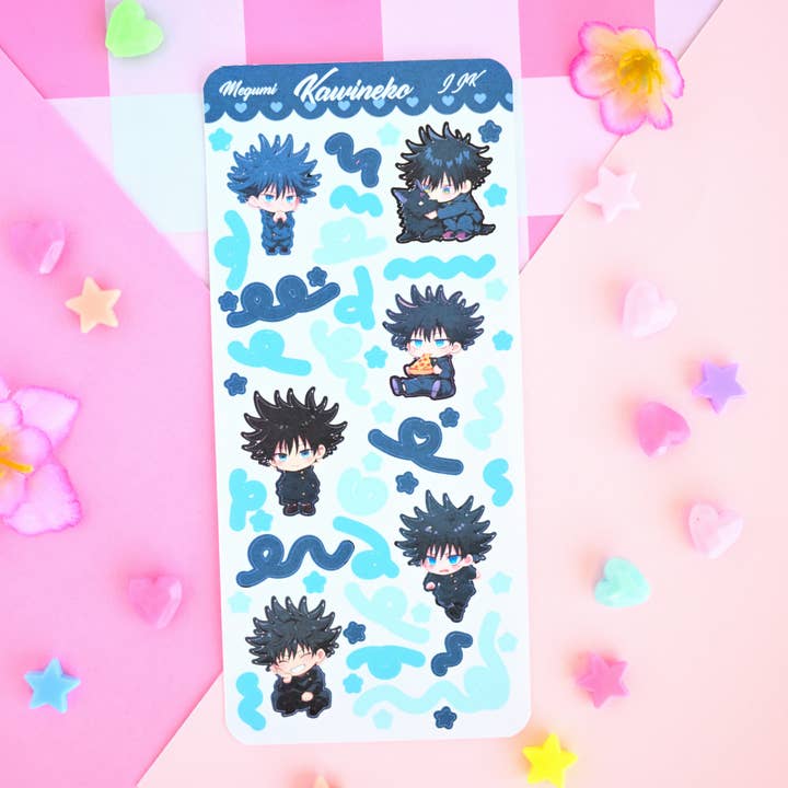 megumi jujutsu kaisen anime manga sticker sheet for wholesale by Kawineko