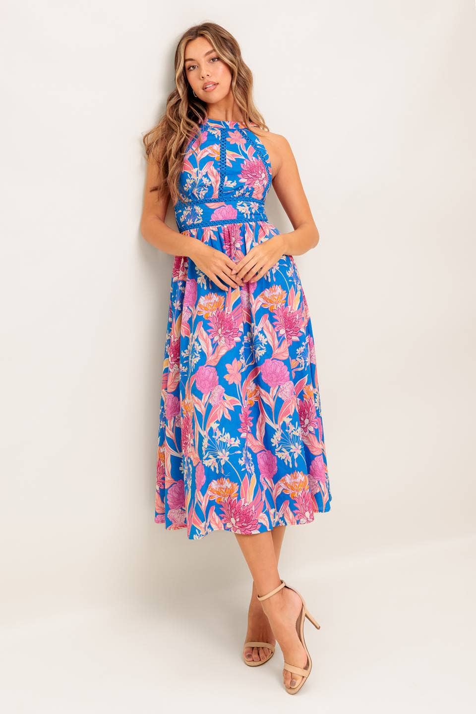 AZUL ROSA Vestido midi tejido estampado - ID22729 de venta al por mayor en Faire3
