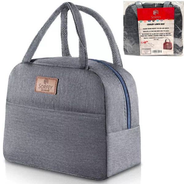 St. Louis Wholesale LLC - Wholesale Cooler/Cooler Bag - Zippered Insulated Cooler Lunch Bags - #4014.GREY-SD - 8"x8"0