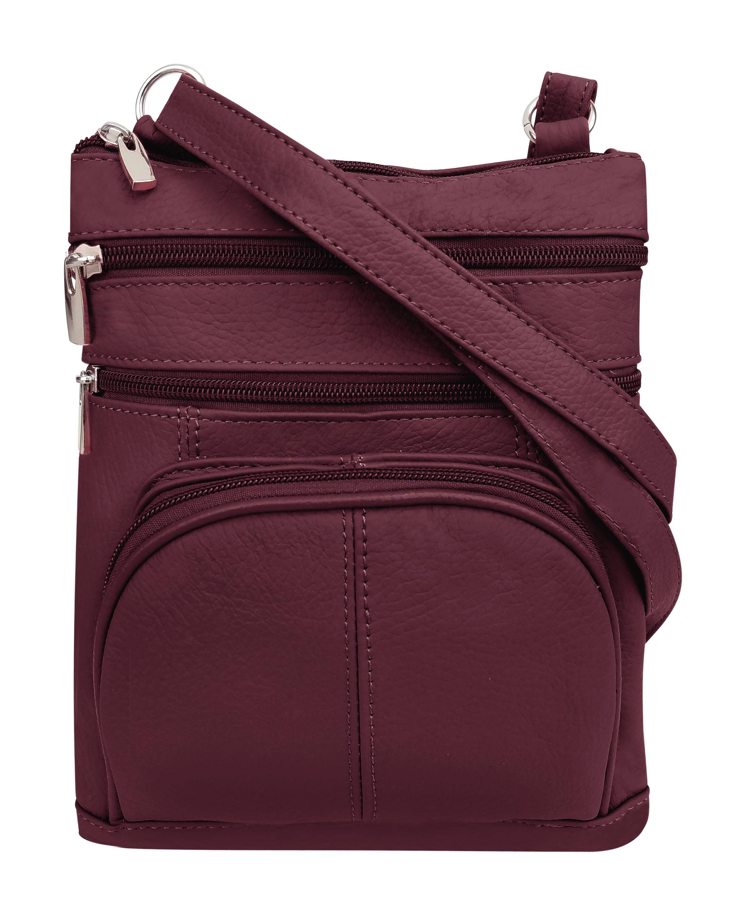 Roma Leathers, Inc. - Vente Sac à bandoulière – femme - Sac à bandoulière en cuir de vachette RM004 avec poche pour téléphone9