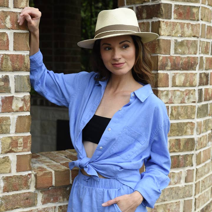 Natural Chapéu Fedora Panamá Genuíno - Estilo Quito para venda a revendedores na Faire7