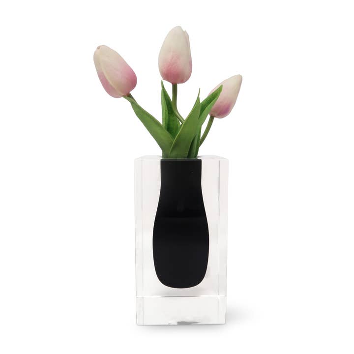 VIVIENCE - Wholesale Vase - Double Wall Crystal Bud Vase Colored Inner