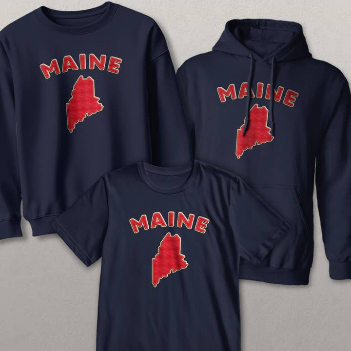 Maine Vintage Felt-Look Adult T-Shirt, Sweatshirt, Hoodie for wholesale by RetroPlanet