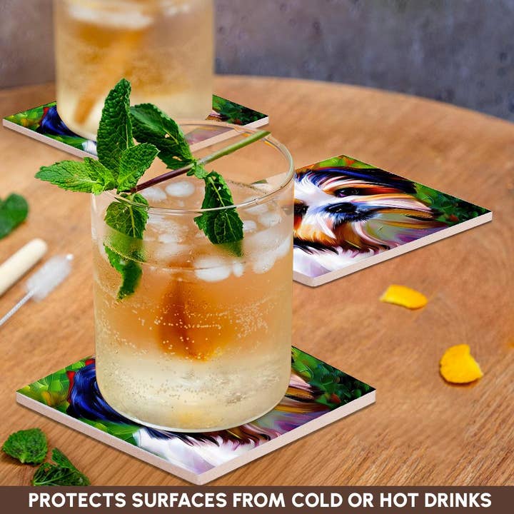 3dRose - Wholesale Coasters - 3dRose, Pleasing Shih Tzu dog portrait. Green background. Digital art gift, Coaster2