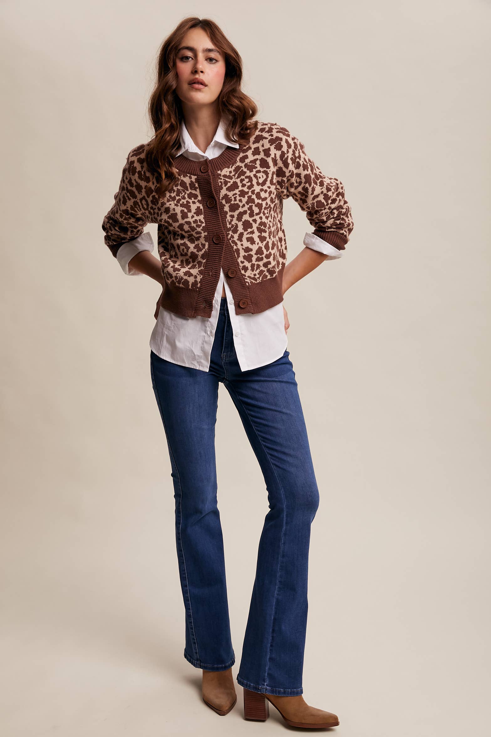 Listicle - Wholesale Cardigan - Women's - Leopard Knit Button-Up Cardigan LSW100116