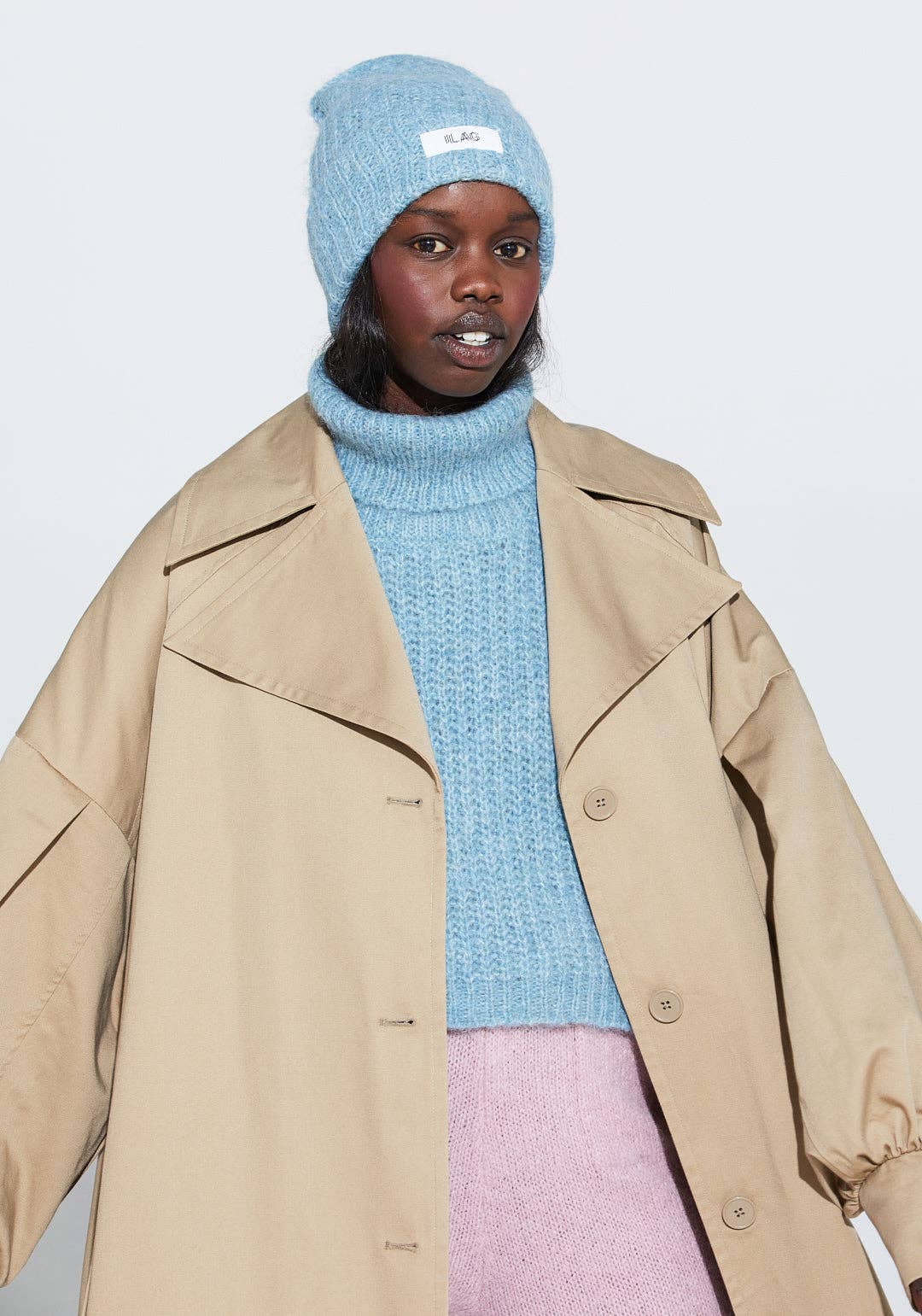 Blå ILAG Aspond halsvärmare i halv koftstickning för wholesale på Faire1