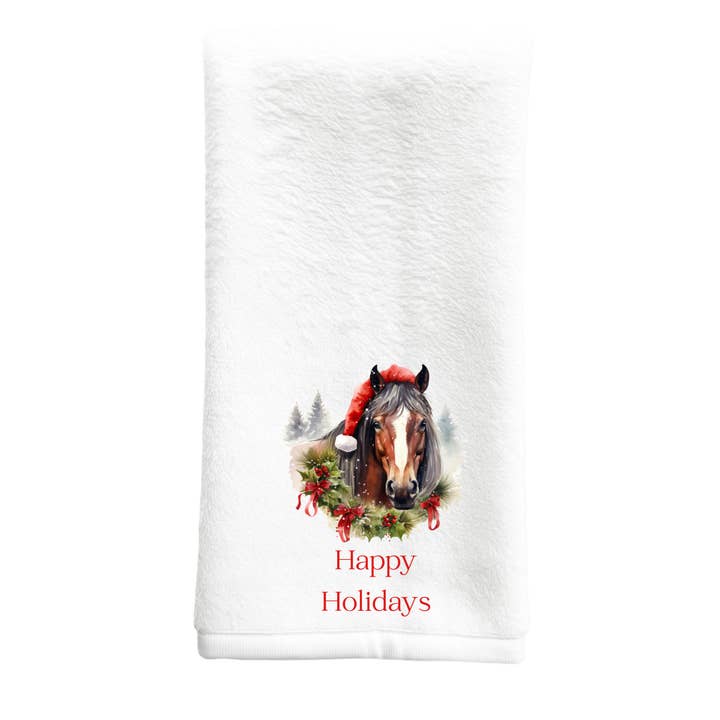 Kitchen Towel or Hand Towel - Christmas Horse with hat for wholesale by Dusty & Delilah Designs