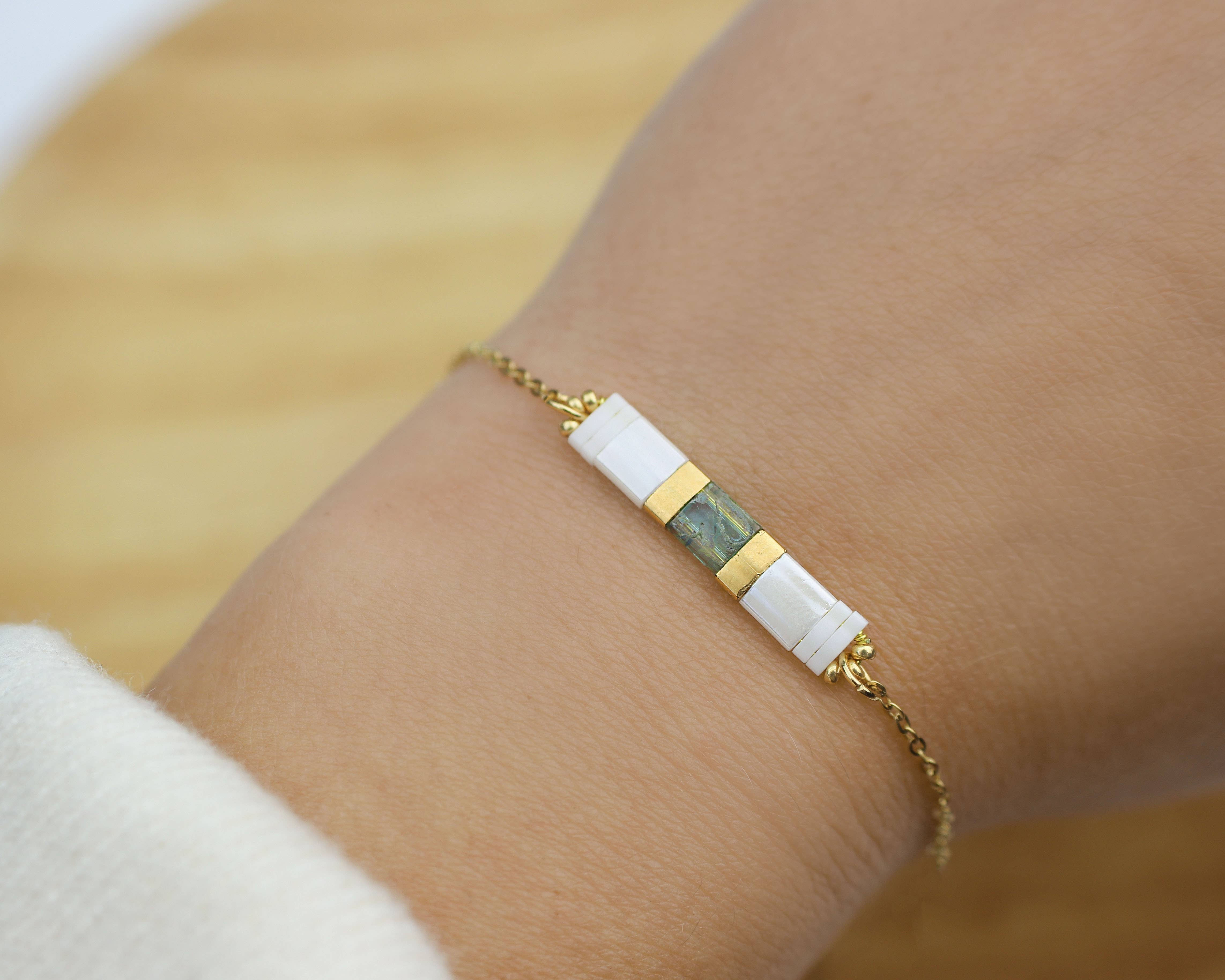 Minalis - Vendita all'ingrosso Bracciale con perline - Bracciale colorato con perline Miyuki giapponesi in acciaio inox dorato1