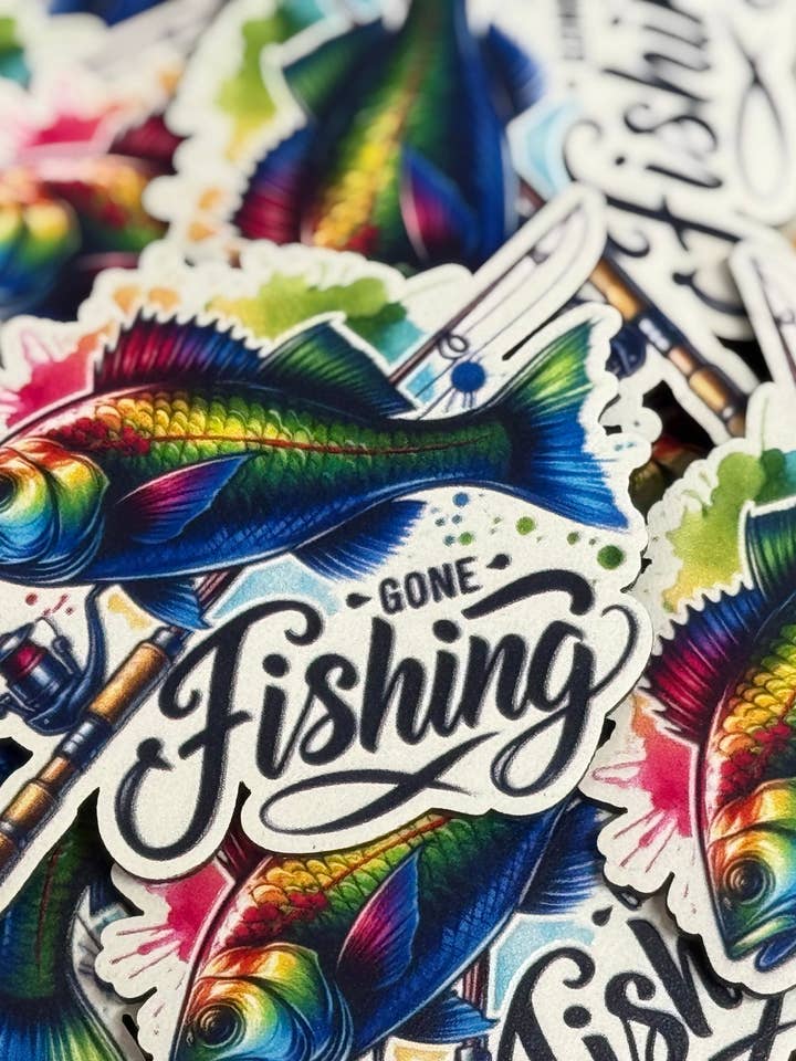 Gone Fishing UV Printed Patches for wholesale by Soda City Hat Co