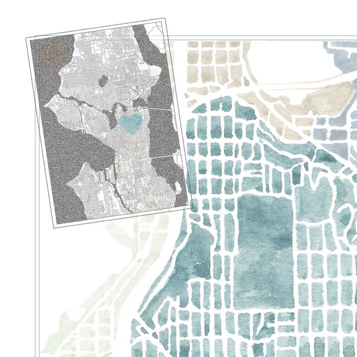 Turn-of-the-Centuries - Wholesale Art Print - CAPITOL HILL Seattle Neighborhood Map ART PRINT 2