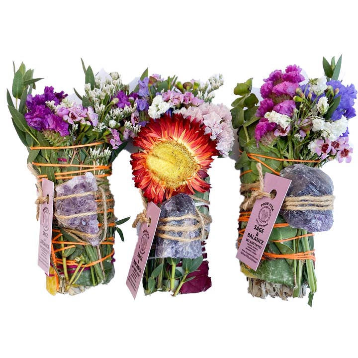 Pour Vida - Wholesale Sage Bundle - 4" Sage Wands w/ Crystals