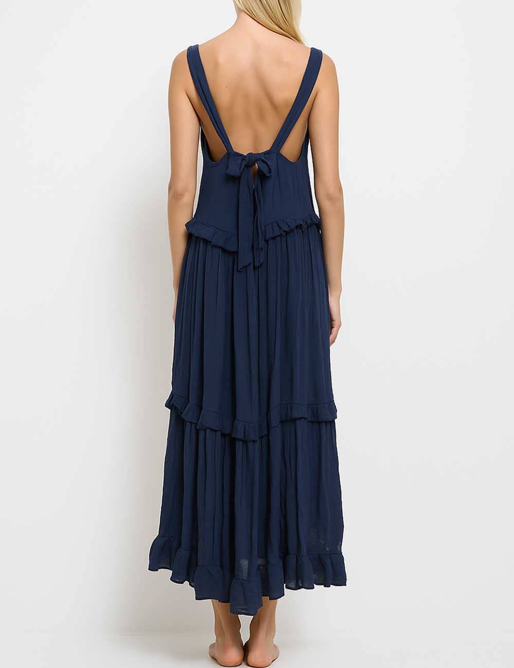 Sweetkama - Vendita all'ingrosso Vestito - Donna - Maxi abito quotidiano da donna con scollo tondo in boemia SKD2311927