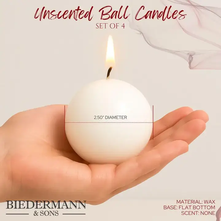 Biedermann & Sons - Vendita all'ingrosso Candele regalo - Candele a sfera rosso mirtillo, diametro 2,5", bruciano per 8 ore5