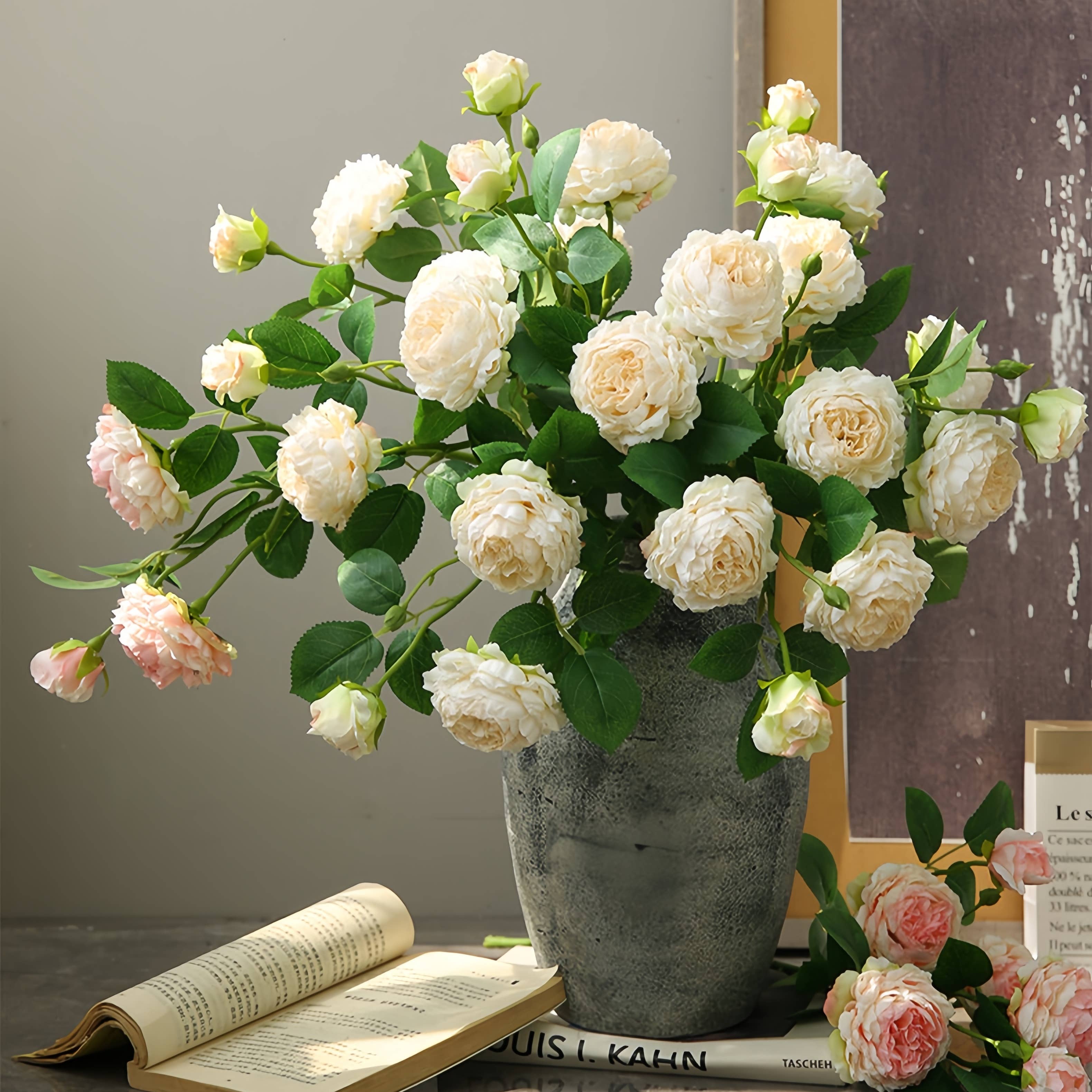 ACNITE(We cover U.S. import duties) - Wholesale Artificial Flowers - 3 rose flowers gift for her home floral Retro rose flwoers2