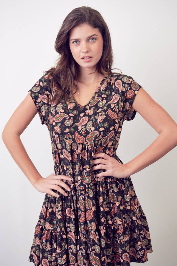 JADE BY JANE – wholesale Klänning - Dam – PAISLEY PRINT VNECK BABYDOLL-KLÄNNING - Bohemisk Stil4