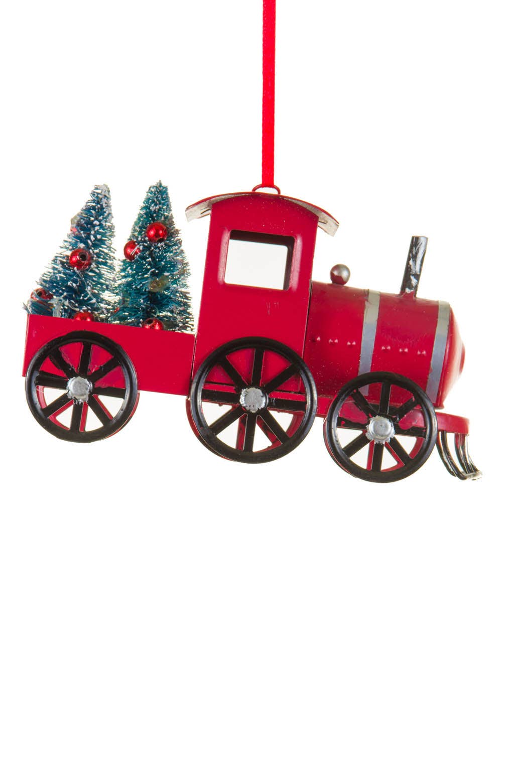 Starlight Collection - Wholesale Ornament - Red Train Ornament with Two Christmas Trees0