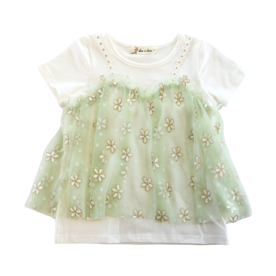Doe a Dear - Wholesale T-Shirt - Kids - S15 13068 2-In-1 Glitter Floral Mesh Top (2 Colors)4