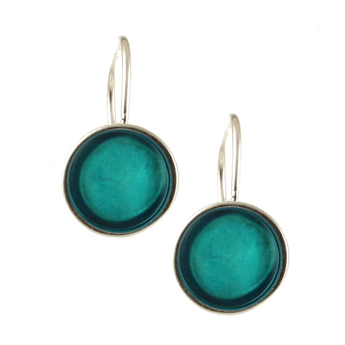 Origin Jewelry - Vente Boucles d'oreilles pendantes - Boucles d'oreilles pendantes en résine et coquillage - Rondes, monture argentée, 0,75"1