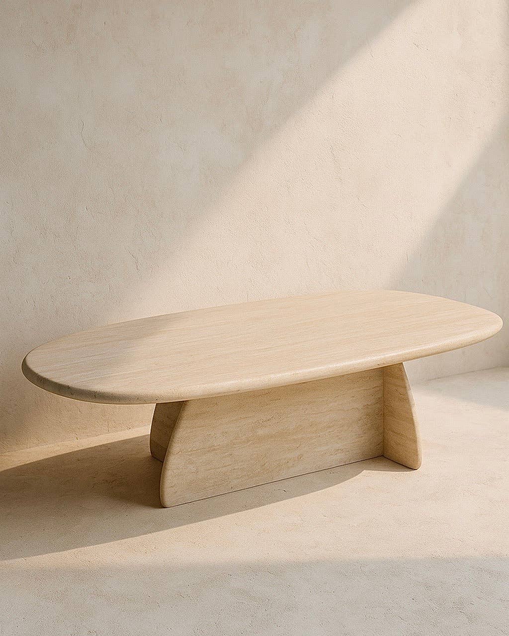 Belaré Home - Wholesale Coffee Table - Toscana Italian Travertine Coffee Table - Hand-Carved Stone Pedestal Base1