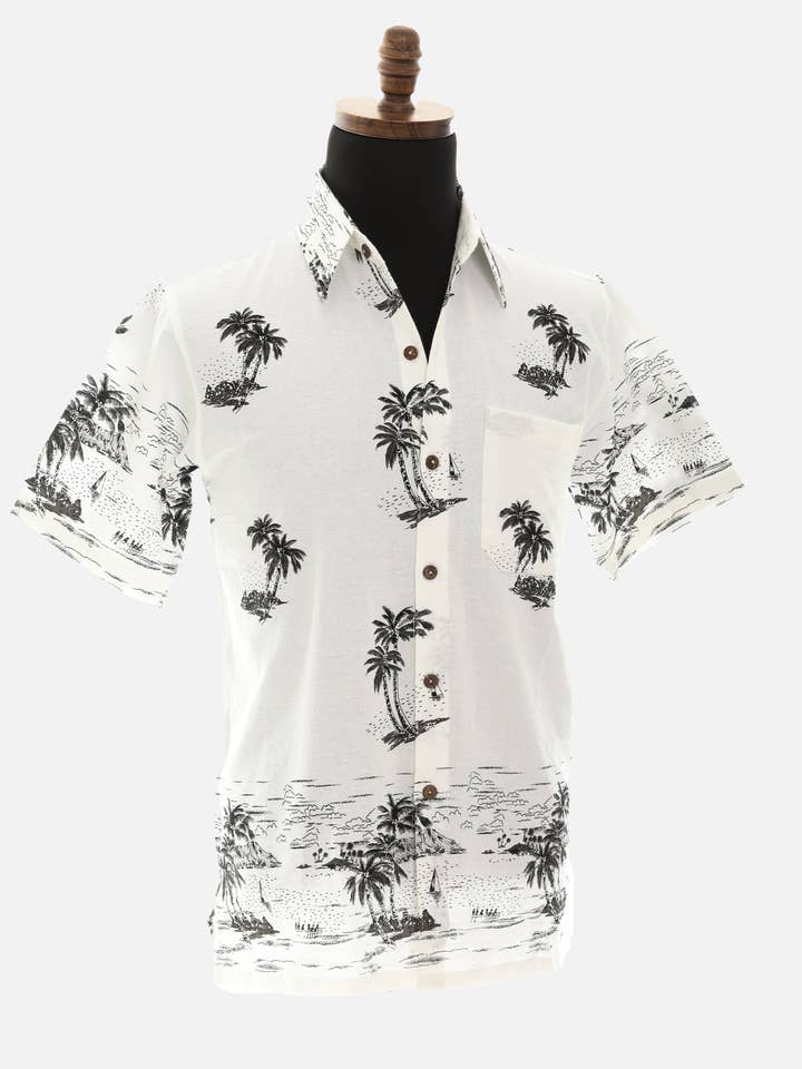 Shoreline Wear. INC - Wholesale Button Down Shirt - Men's - Men's Thailand Fine Cotton Palm Tree Print Shirt