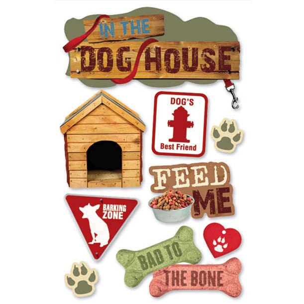 Paper House Productions – Engroshandel Klistermærke – Hund House dimensionelle klistermærker