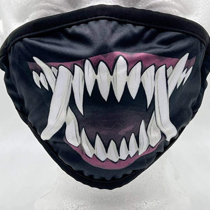 Demon Oni Tusk Monster Dust Face Mask With Filter Pocket for wholesale by Triclops Rabbit