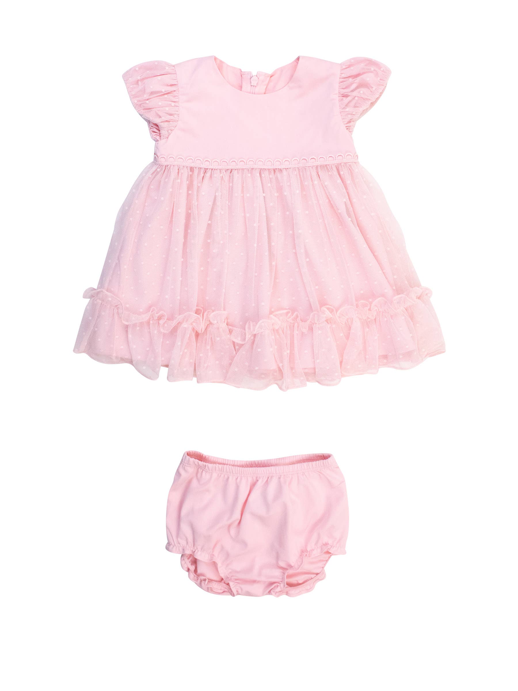 Rosa Vestito in Tulle Rosa Puntinato per Bambine & Set RuffleButt in vendita all'ingrosso su Faire0