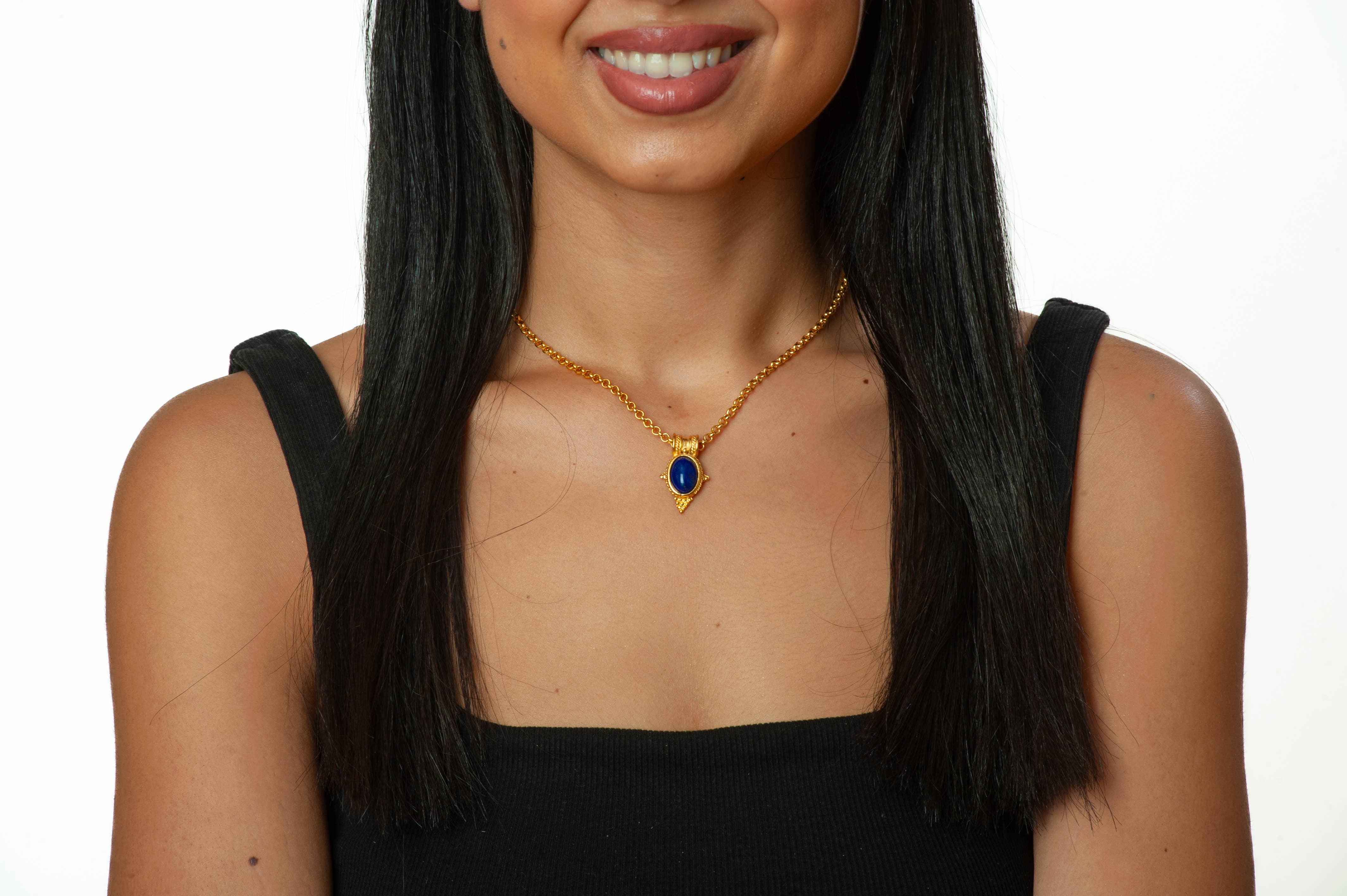 Discoveries, Inc. - Wholesale Pendant/Charm Necklace - Egyptian Revival Lapis Pendant Necklace3